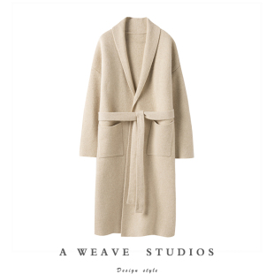 强烈推荐!上身爆美!100%全羊绒大衣开衫纯山羊绒中长款里外一样