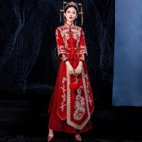 秀禾服新娘2020新款结婚显瘦中式婚纱礼服小个子出阁服孕妇秀禾女