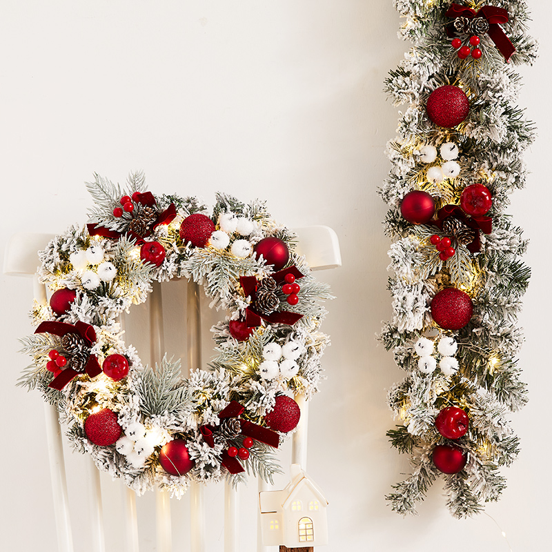 汉礼新款装饰红白花环门挂