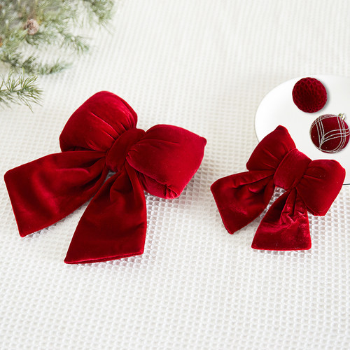 金丝绒蝴蝶结圣诞节气氛布置