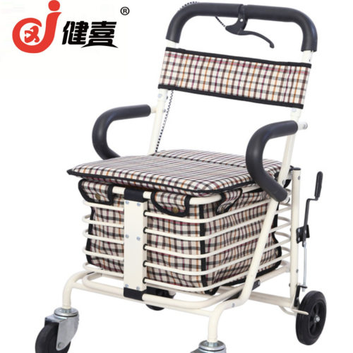 健喜老年可坐四轮休闲助步手推车