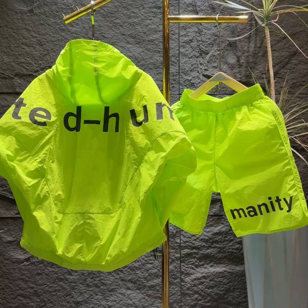 夏季新款男士工装户外时尚百搭休闲防晒套装情侣款短袖短裤两件套