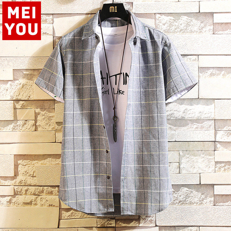 青少年韩版修身学生打底半袖衬衣