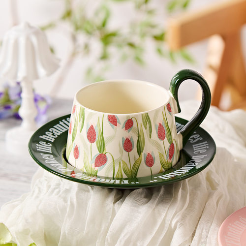 Original hand-painted bell orchid ceramic cup, coffee cup,