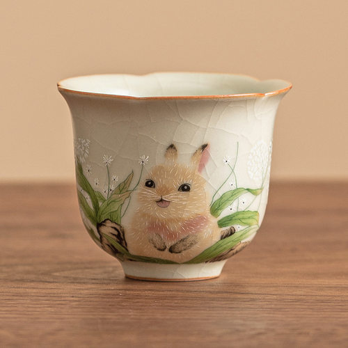 Rabbit Ru Kiln Kui Mouth Petal Cup Ceramic Kung Fu Teacup M