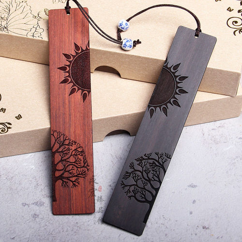 Redwood bookmark, sandalwood sun tree bookmark, laser engra