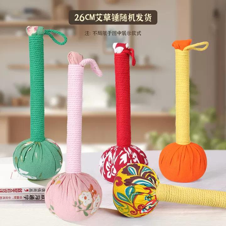 艾草锤养生五子锤材料包马年艾灸锤敲背艾草锤子经络敲打按摩锤图片