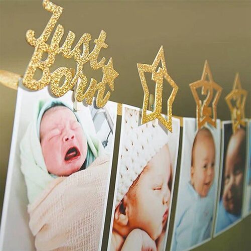 Five pointed star clip, photo frame, banner paper, flower p