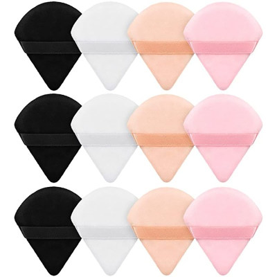 2/12Pcs Triangle Velvet Powder Puff  Make Up Sponges for