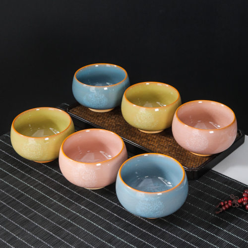 Ru Kiln Ceramic Ice Flower High end Master Cup, Built Tea C