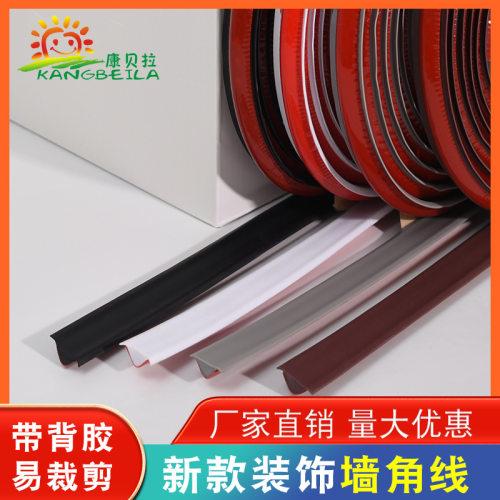 Adhesive decorative strip for bathroom floor and wall corne