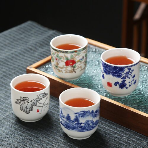 Tea set, ceramic flat mouthed cup, tea tasting cup, single