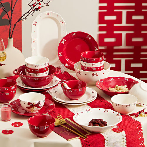 Xiaohongshu Butterfly Knot Ceramic Rice Bowl Vegetable Plat