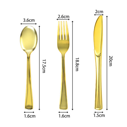 Cross border disposable knife, fork, spoon, gold plated for
