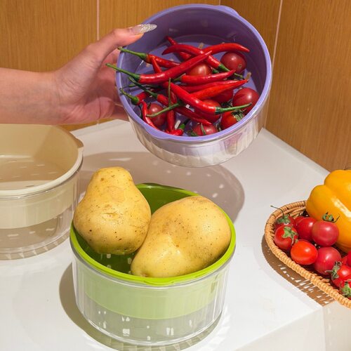Simple household double-layer drainage basket, vegetable wa