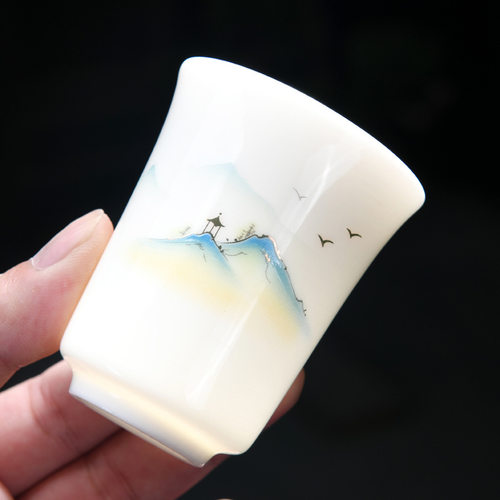 Yangzhi Jade White Porcelain Ceramic Teacup Master Cup Sing