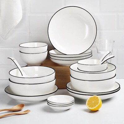Ceramic tableware set, European style minimalist dishes and