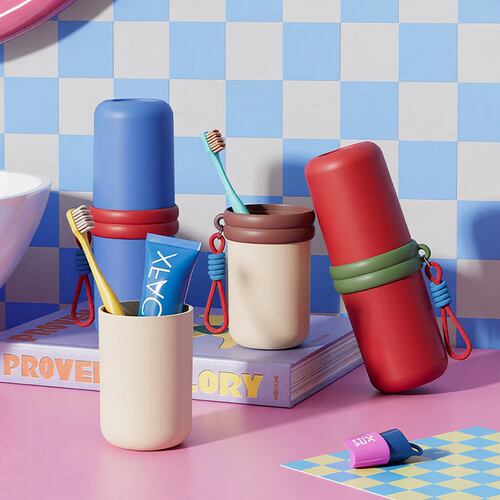 Travel toileting cup, portable toothbrush storage box, stud