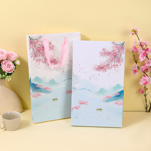Chinese style high-end hand-held gift box, palace fan, roun