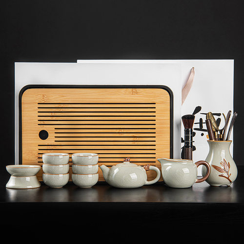 Mihuang Ru kiln tea set, home ceramic tea cup, light luxury