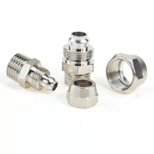 M56 铜镀镍配件气动锁母接头气管快拧接头PC8mm 02直通4