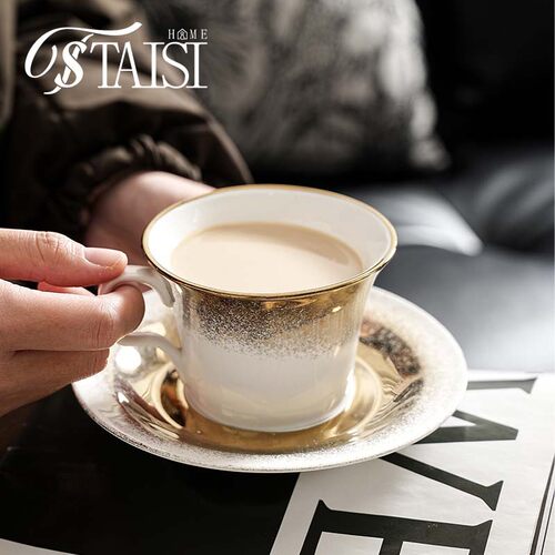 Light luxury gold-plated ceramic coffee cup, hotel restaura