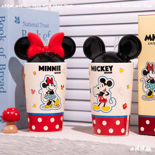 Mug, Mickey, Minnie ceramic straw cup, couple water cup, hi