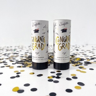 陀螺弹簧迷你11cm礼花筒毕业典礼 黑金纸屑手持惊喜手拧礼炮供应