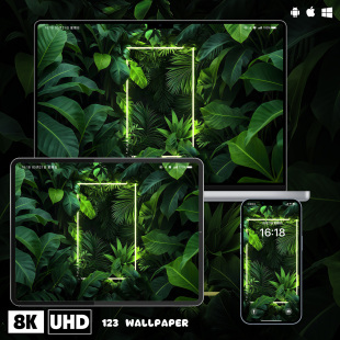 霓虹绿植治愈氛围感超清壁纸iphone苹果安卓手机电脑ipad平板壁纸
