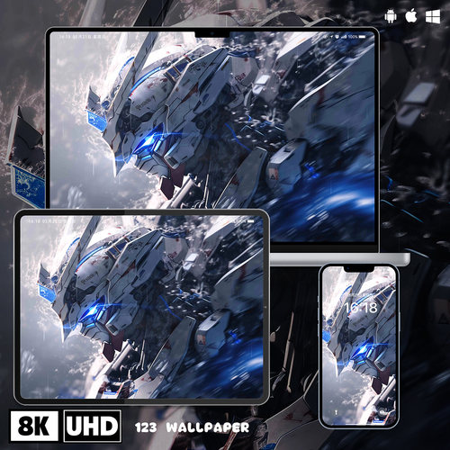 高达宇宙蓝白战甲8K超清壁纸iphone苹果安卓手机电脑ipad平板壁纸