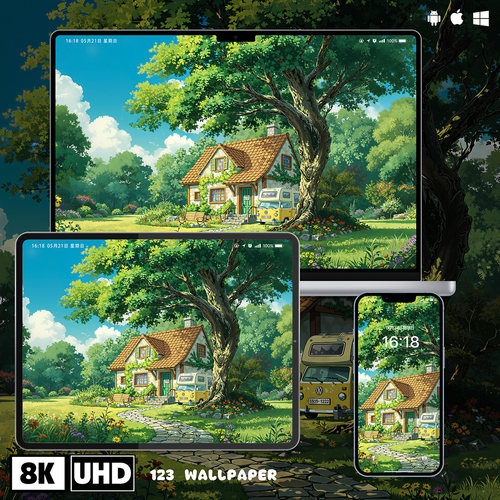 童话林间小屋治愈8K超清壁纸iphone苹果安卓手机电脑ipad平板壁纸