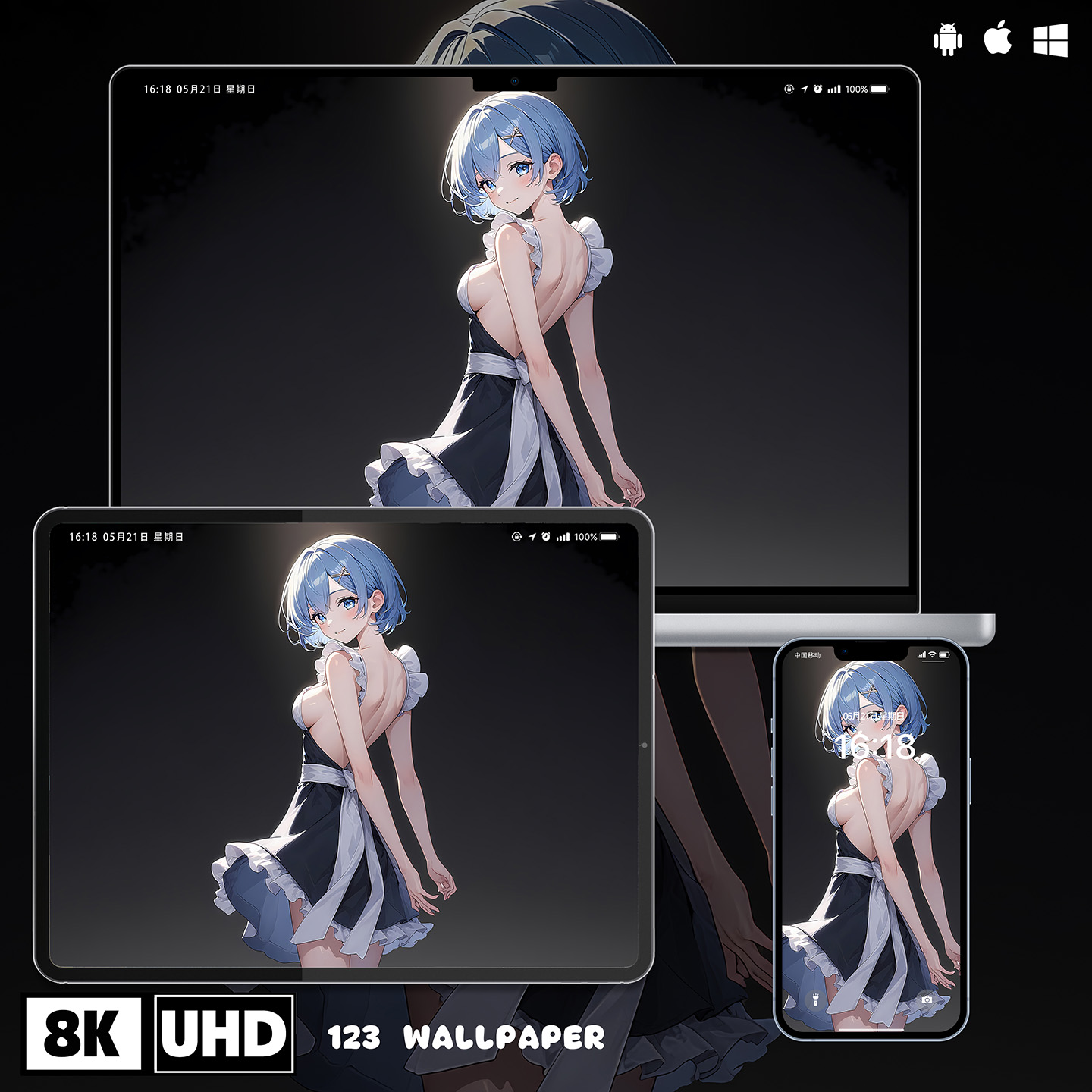 Re从零开始雷姆8K高清壁纸-977iPhone手机ipad平板电脑桌面二次元