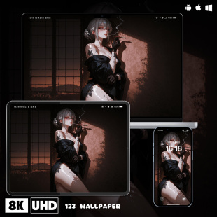 银发女和服纹身二次元 8K壁纸iphone苹果安卓手机电脑ipad平板壁纸