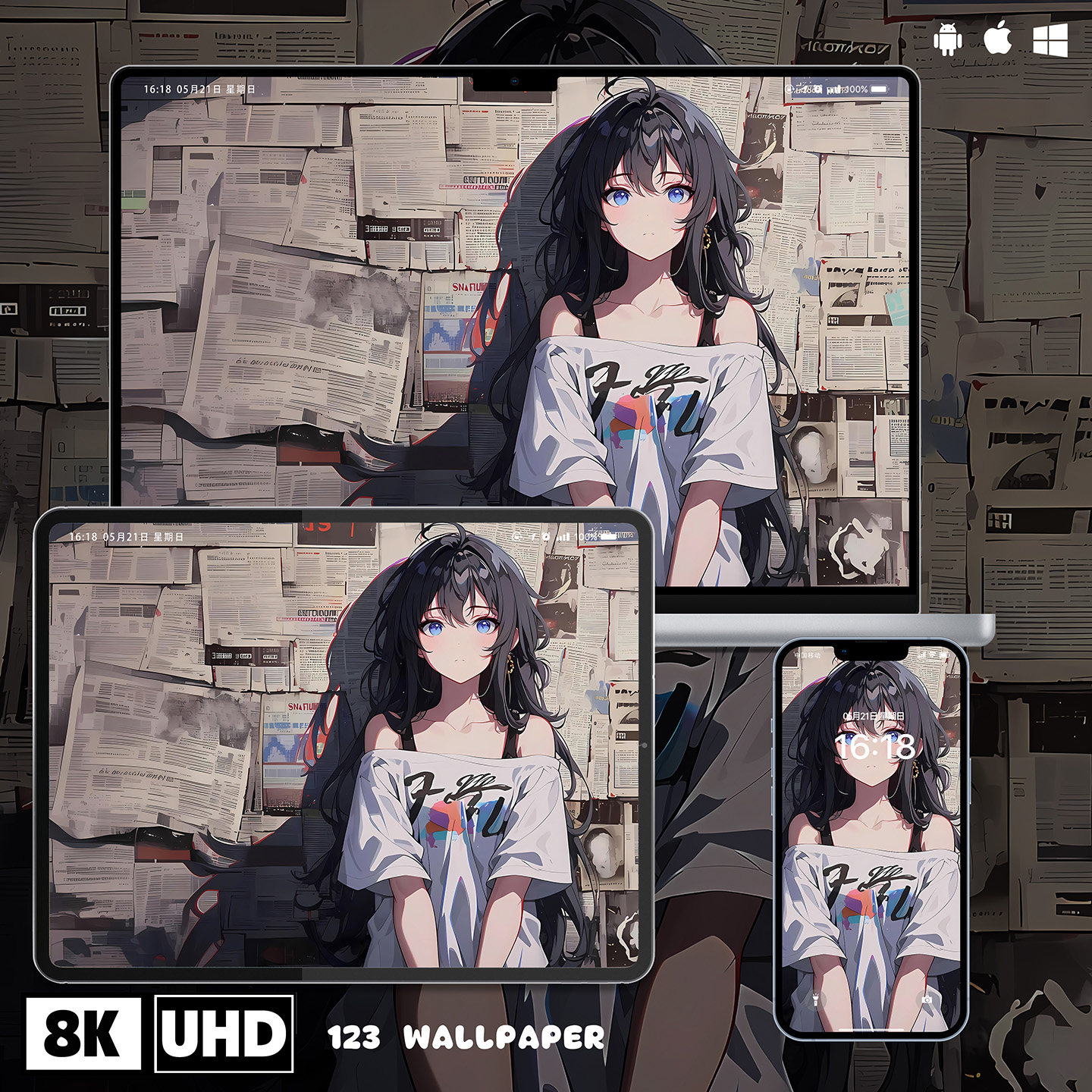 雪之下雪乃报纸墙8K高清壁纸iphone安卓手机电脑ipad苹果平板壁纸