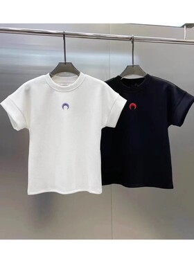 小众潮牌2024秋季新款刺绣卷边螺纹袖口拼接百搭短袖T恤女