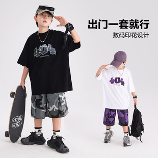 2026新款 欧抱抱男童夏季 韩范痞帅运动短袖 套装 宽松 青少年儿童夏装