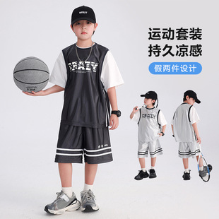 2026新款 欧抱抱男童夏装 羽毛球运动短袖 套装 篮球服冰丝速 儿童夏季