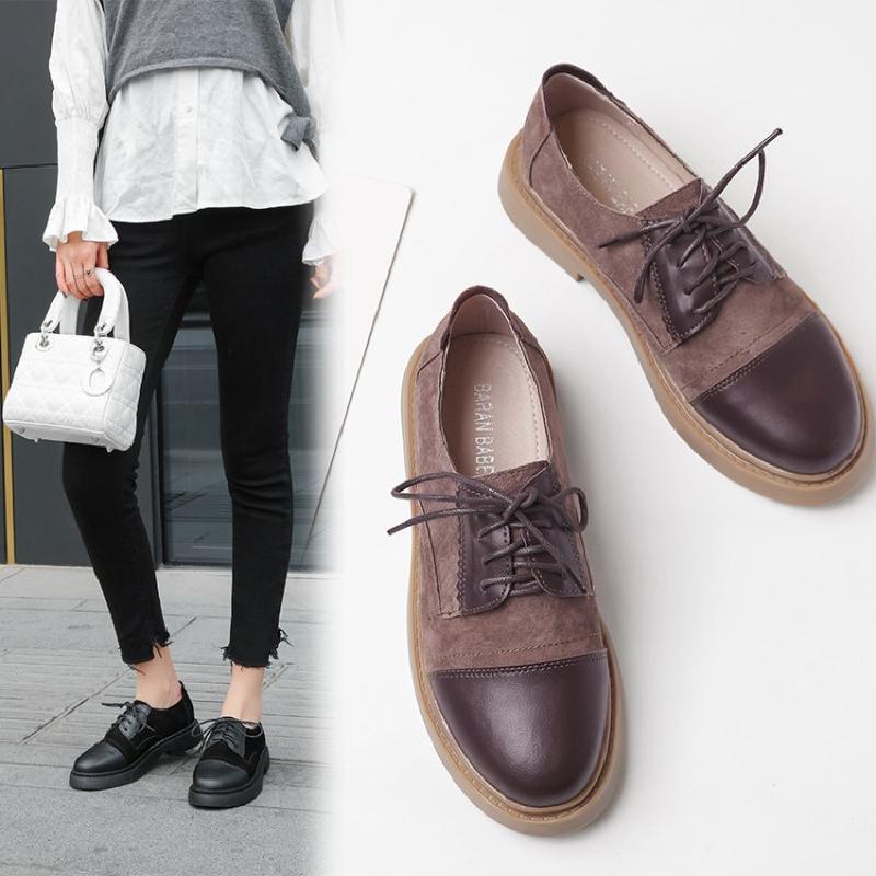 真皮女单鞋2018春秋新款上市牛皮+猪八戈中口