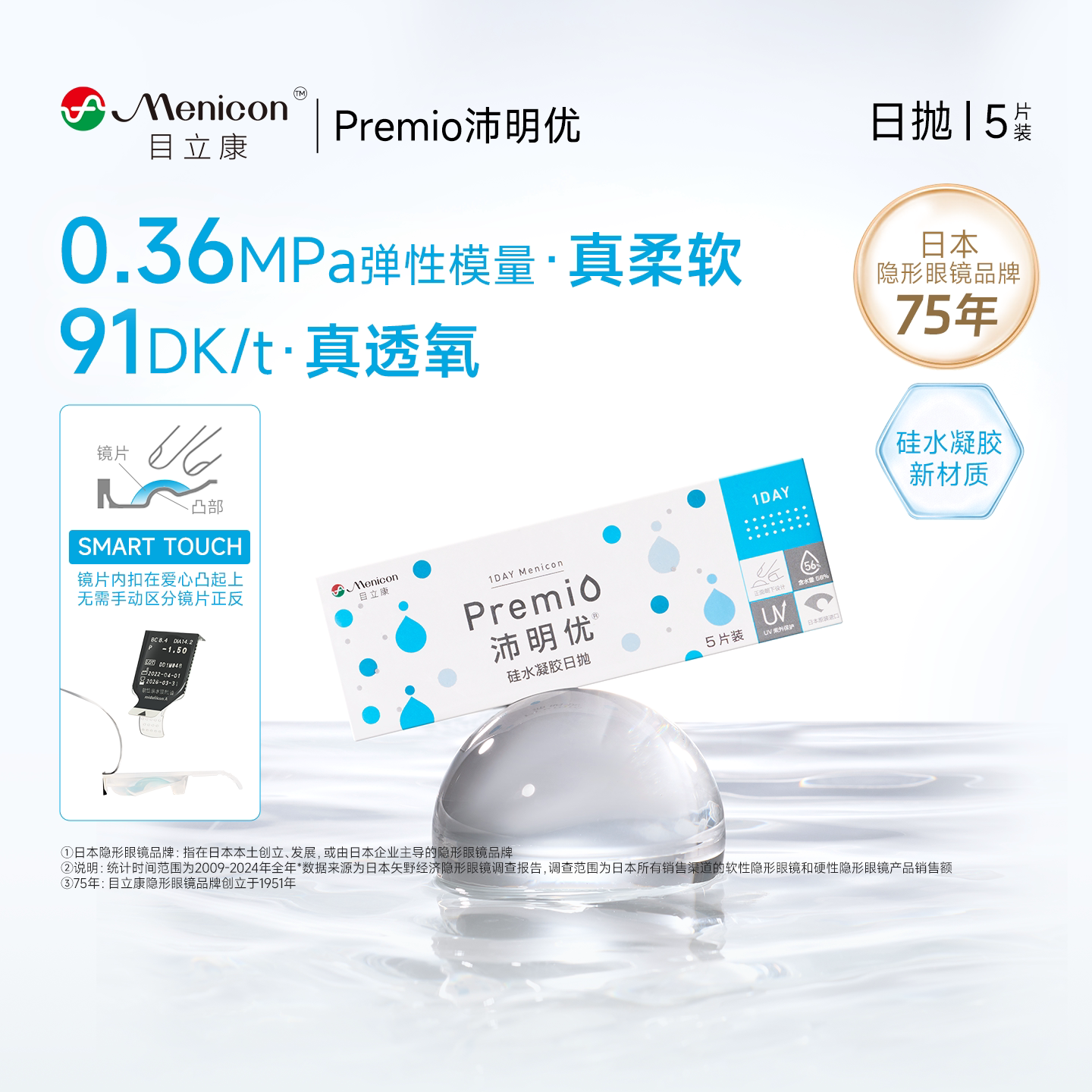 【20w试戴企划】目立康Premio硅水凝胶透明隐形眼镜日抛5片*2盒