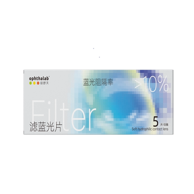 尝鲜装】ophthalab欧舒天小蓝袋防蓝光近视隐形眼镜日抛水润5片装