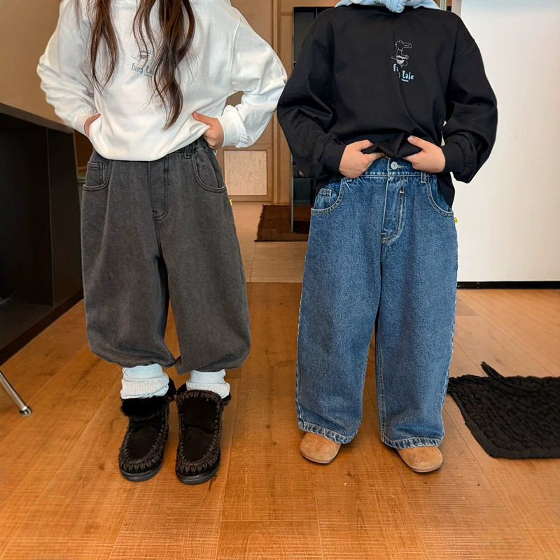2026秋季新款儿童休闲百搭牛仔裤韩系男女童基础款经典牛仔长裤
