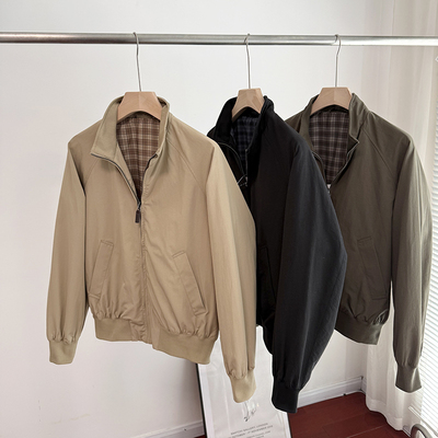 春秋男装宽松休闲哈灵顿立领外套