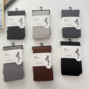 连裤 秋冬简约螺纹棉质高弹微压显瘦打底裤 袜女 日单 捡漏