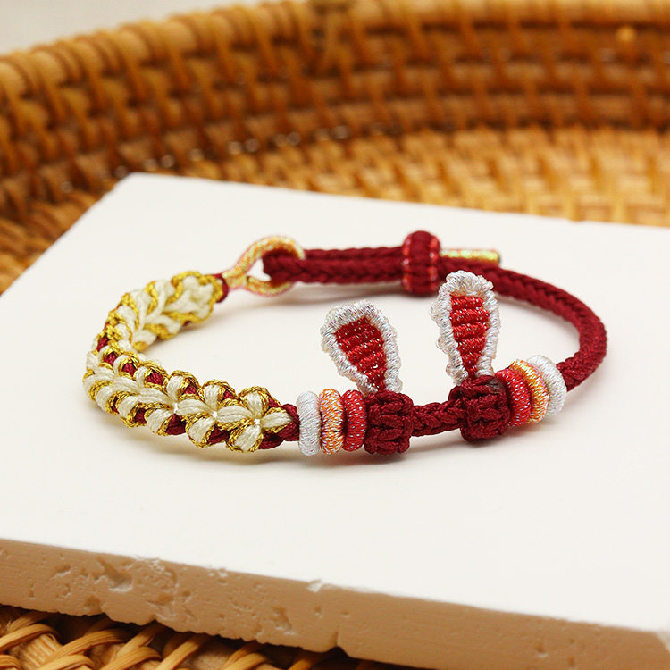 兔耳朵diy手绳材料包自编小桃花手工编织绳兔年本命年手链编绳,饰品/流行首饰/时尚饰品新,绳,淘宝优惠券,粉丝福利购,淘宝优惠卷