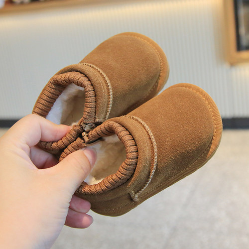 真皮宝宝大棉鞋加绒儿童雪地靴