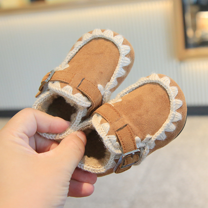 女童勃肯鞋加绒二棉豆豆鞋