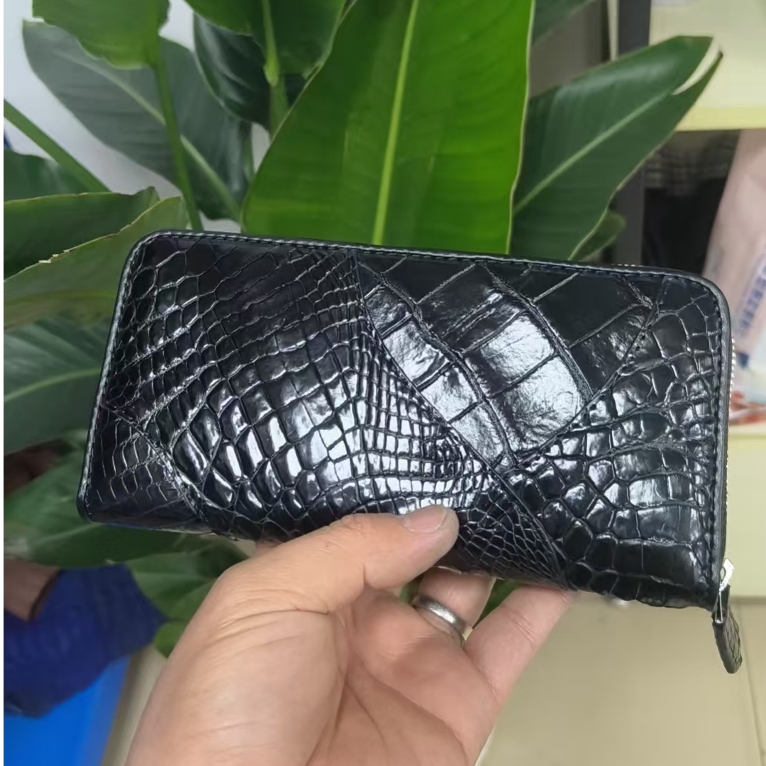 男士时尚百搭鳄鱼皮长款高品质多功能经典皮钱包卡包