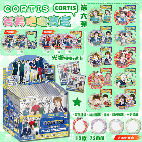 CORTIS谷美光栅吧唧盲抽 含12枚75mm明星马口铁银葱徽章盲盒谷子