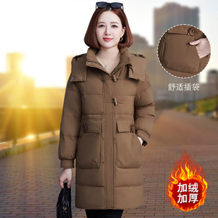 中长款羽绒棉衣棉服女冬季2024新款中年妈妈洋气带帽加厚休闲外套
