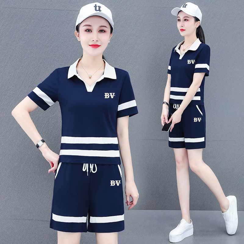 冰丝短裤跑步运动服套装女士夏季时尚宽松薄款短袖休闲两件套名牌